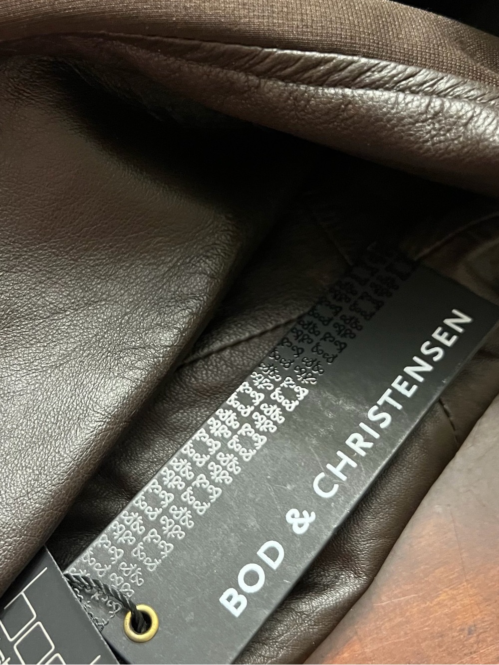 Bod & Christensen Genuine Leather Draped Waterfall Collar Jacket chocolate Brown - Picture 6 of 8